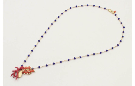 Collar cadena facetadas azulonas con burruño facet