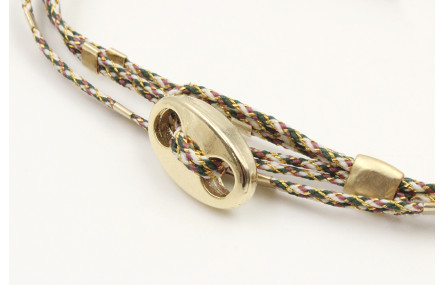 Pulseras micro driza colores marrón,rosa y oro con