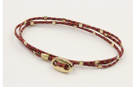 Pulseras micro driza colores rojo vivo y oro con t