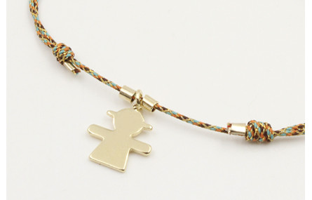 Pulsera microdriza naranja,azul,marrón nudo corred