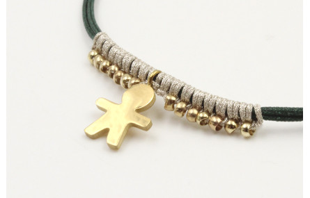 Pulsera hilo macarme verde con nudo macrame platea