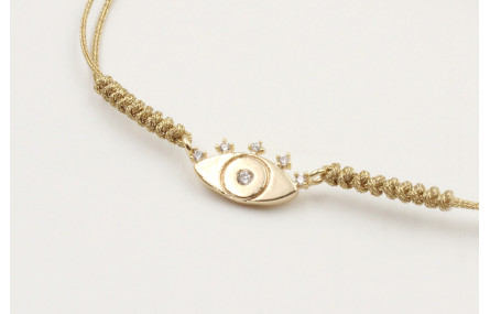 Pulsera macrame microdriza dorado con ojo turco do
