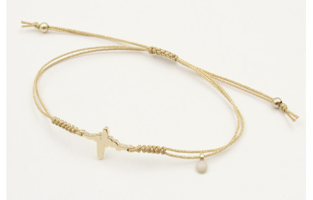 Pulsera macrame microdriza dorado con latido del c