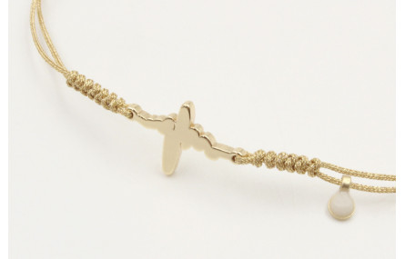 Pulsera macrame microdriza dorado con latido del c