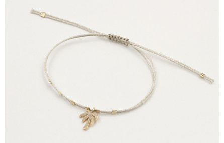 Pulsera hilo microdrusa plateado con colgante palm
