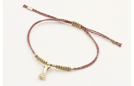 Pulsera hilo microdriza granate y oro con nudo mac