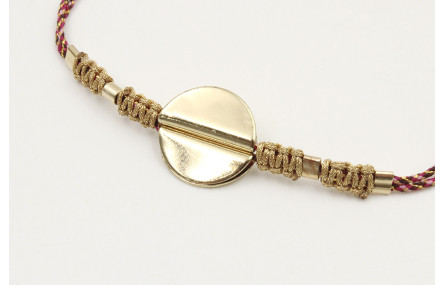 Pulsera hilo microdriza granate y oro con nudo mac
