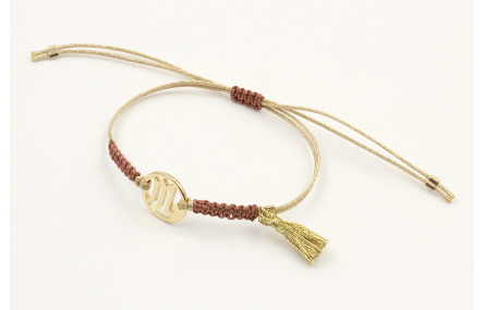 Pulsera hilo macrame oro palido con nudo oro rosa 