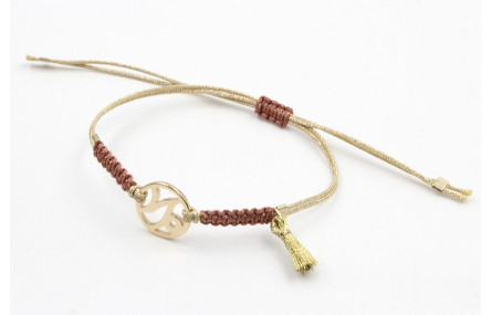 Pulsera hilo macrame oro palido con nudo oro rosa 
