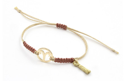 Pulsera hilo macrame oro palido con nudo oro rosa 