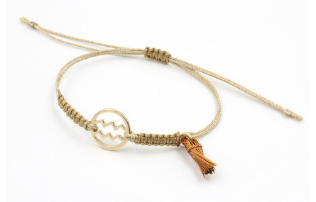 Pulsera hilo macrame oro palido con nudo dorado di