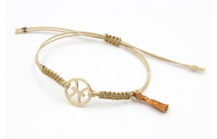 Pulsera hilo macrame oro palido con nudo dorado di