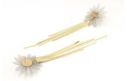 Pendientes flor de dagas grises, casquillas flor e