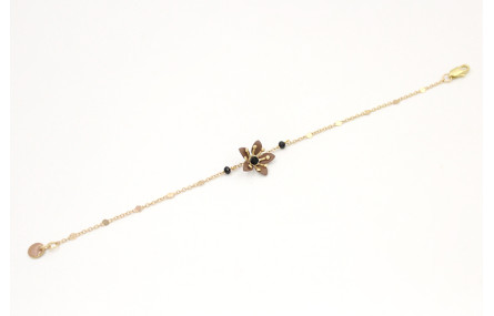 Pulsera cadena con chapitas oro mate con facetas n