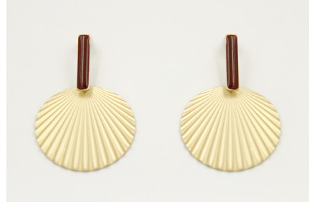 Pendientes perno listón esmaltado rojo y disco ond