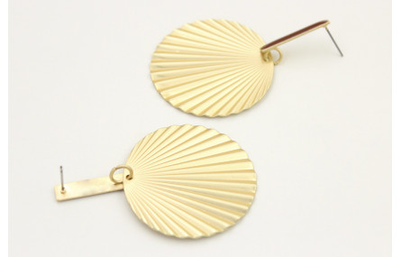 Pendientes perno listón esmaltado rojo y disco ond