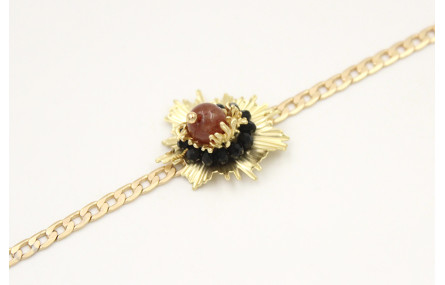 Pulsera de cadena plana entrelazada oro mate con h