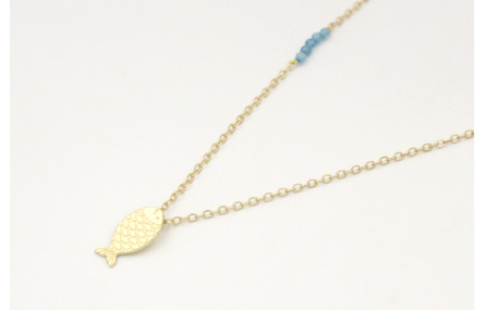 Solitario cadena eslabón pequeño en oro mate con s