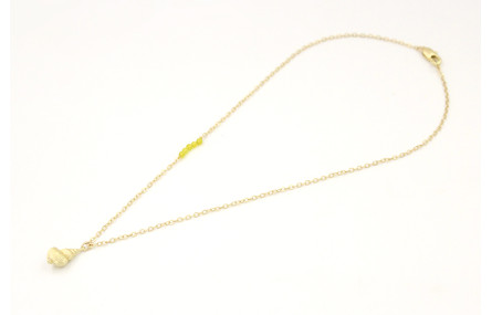 Solitario cadena eslabón pequeño en oro mate con s