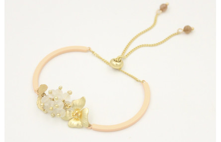 Pulsera semi rigida salmón con burruño facetadas b