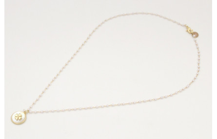 Collar cadena dorada con microperla y colgante dis