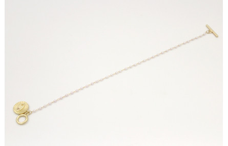 Pulsera cadena dorada con microperla y colgante di