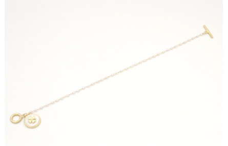 Pulsera cadena dorada con microperla y colgante di