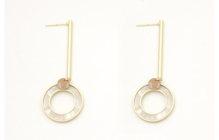 Pendientes perno palo oro mate con colgante disco 