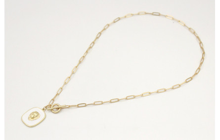 Collar cadena eslabón oavaldos oro mate con colgan