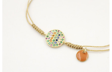 Pulsera nudo serpiente con hilo oro pálido con dis