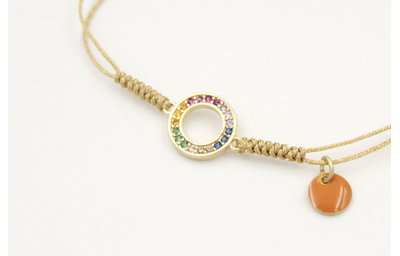 Pulsera nudo serpiente con hilo oro pálido con aro