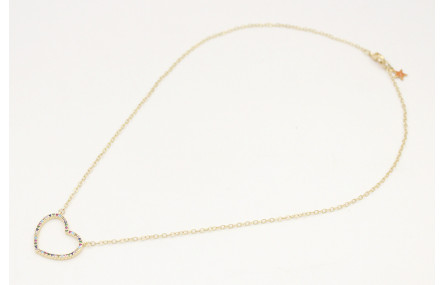 Solitario cadena eslabón pequeño oro mate con colg