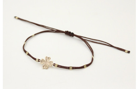 Pulsera hilo macramé marrón chocolate con tubitos 