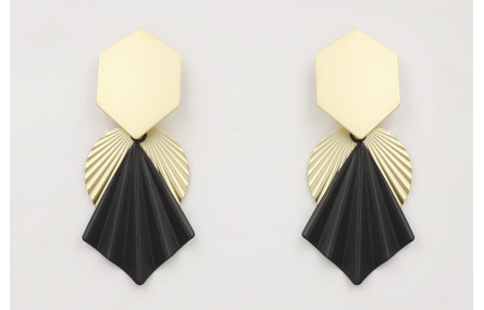 Pendientes perno hexágono dorado mate con disco on