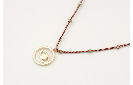 Solitario con hilo micro driza granate,oro con col