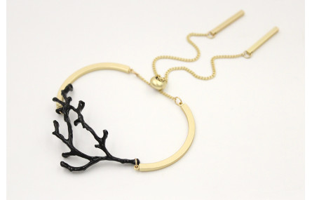 Pulsera semirrigida oro mate con rama de coral esm