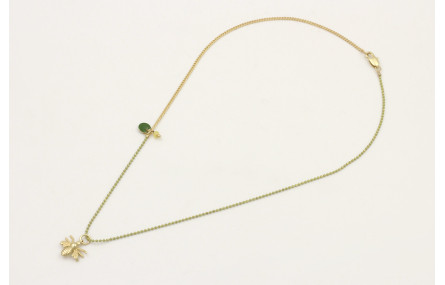 Collar de 2 cadenas una cadena bolas esmaltada pis