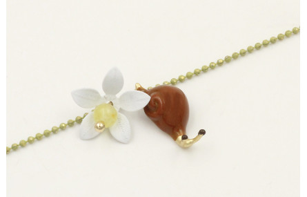 Pulsera cadena bolas esmaltada pistacho colgante f