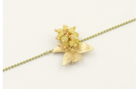 Pulsera cadena bolas esmaltada pistacho colgante 4