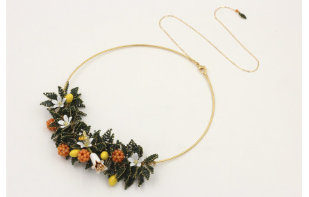 Collar rigido con hojas de miyuki verde oscuro, li