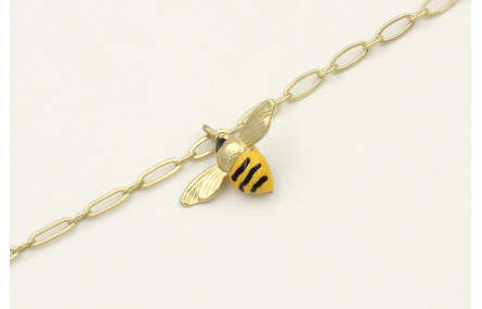 Pulsera cadena ovalos dorado mate con colgante abe