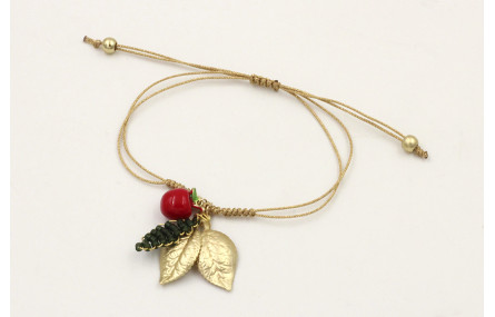 Pulsera hilo dorado palido con nudo serpiente, man