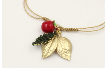 Pulsera hilo dorado palido con nudo serpiente, man