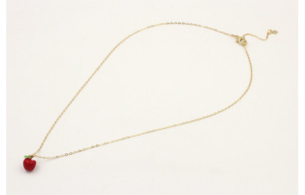 Solitario cadena eslabón dorado con manzana esmalt