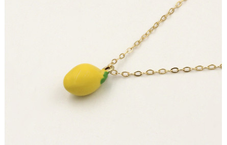Solitario cadena eslabón dorado con limón esmaltad