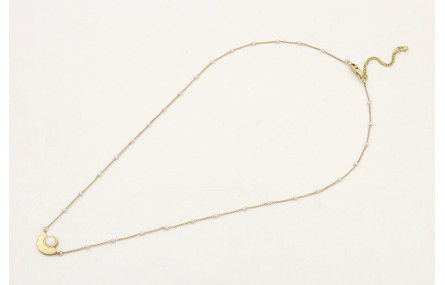 Solitario de cadena con perlas y colgante ojo con 