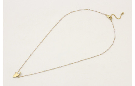 Solitario de cadena con perlas y colgante ovalo co