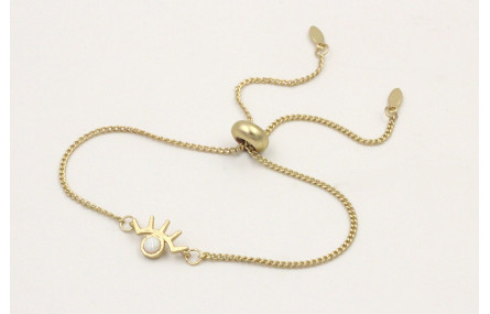 Pulsera cadena eslabón plana dorada mate con entre