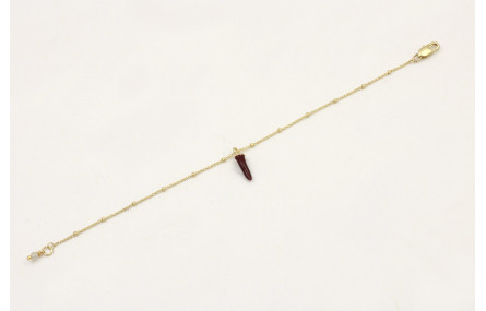 Pulsera cadena micro bola dorada mate con colgante