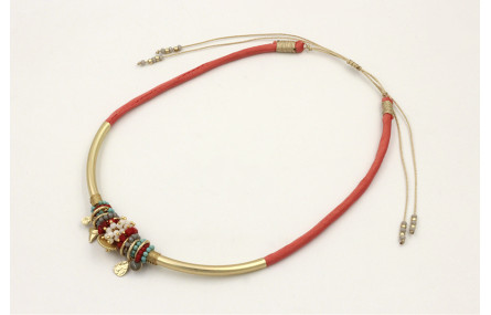 Collar seda rellena naranja tubo curvado curvado d